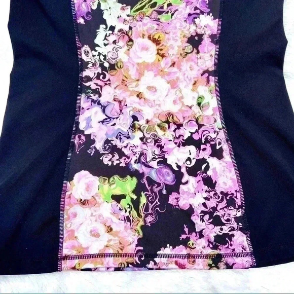 Cynthia Rowley Black Floral Athletic Tank Top - Picture 2 of 13